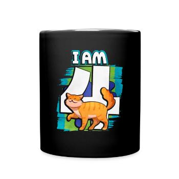 I am 4 cat - Full Colour Mug - black - Front