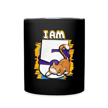 I am 5 cat - Full Colour Mug - black - Front