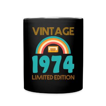 Jahrgang 1974 T-Shirt - Tasse einfarbig - Schwarz - Vorne