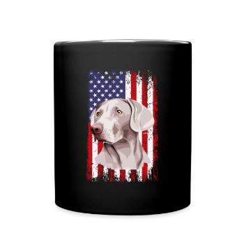 Weimaraner Dad American Flag, Weimaraner Dog - Full Colour Mug - black - Front