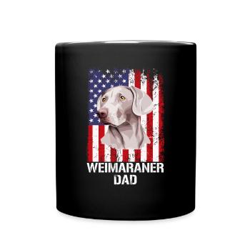 Weimaraner Dad American Flag, Weimaraner Dog - Full Colour Mug - black - Front