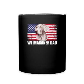 Weimaraner Dad American Flag, Weimaraner Dog - Full Colour Mug - black - Front