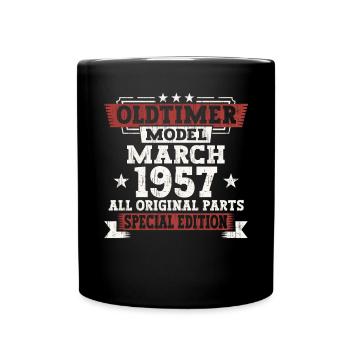 66. Geburtstag Mann März Jahrgang 1957 Oldtimer - Tasse einfarbig - Schwarz - Vorne