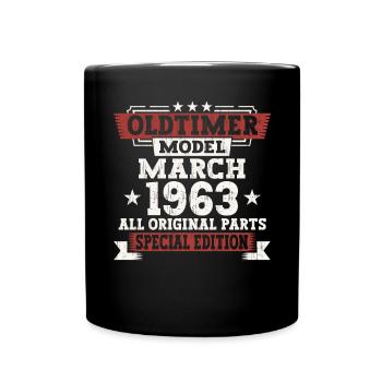 60. Geburtstag Mann März Jahrgang 1963 Oldtimer - Tasse einfarbig - Schwarz - Vorne