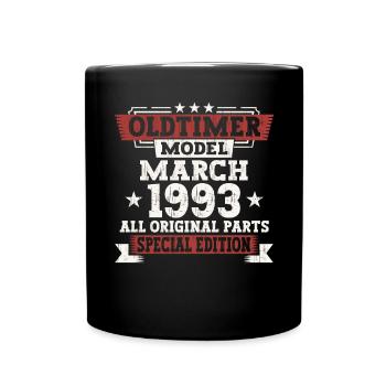 30. Geburtstag Mann März Jahrgang 1993 Oldtimer - Tasse einfarbig - Schwarz - Vorne