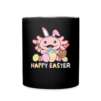joyeuses Pâques sucrées axolotl Pâques avec des œufs de Pâques - Mug uni - noir - Devant