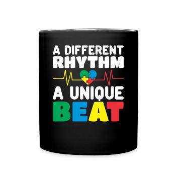 autism awareness month puzzel musik herz - Tasse einfarbig - Schwarz - Vorne