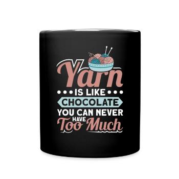Handarbeit Stricken lustiger Strick Spruch - Tasse einfarbig - Schwarz - Vorne