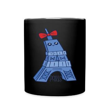 Niedliche Eiffelturm Kawaii Liebe Paris Souvenir P - Tasse einfarbig - Schwarz - Vorne