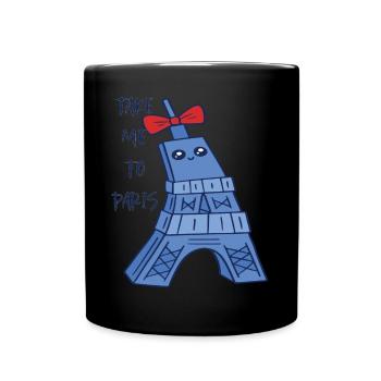 Paris cute Eiffel Tower Kawaii Parisian Souveni - Full Colour Mug - black - Front