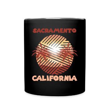Rétro Sacramento California Palm Surfing dans l’océan - Mug uni - noir - Devant