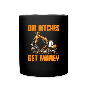 Construction machinery operator Excavator driver Excavator driver Construction workers - Full Colour Mug - black - Front