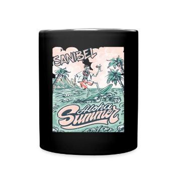 Sanibel Florida Palmen-Strand-Ozean-Surfen - Tasse einfarbig - Schwarz - Vorne