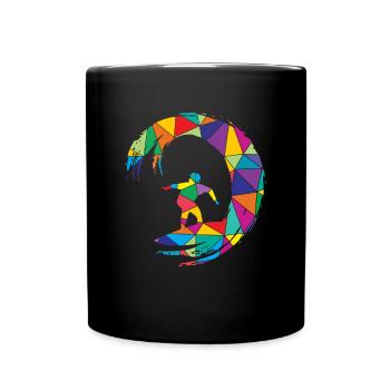 Low Poly Surfer Polygon Surfing - Full Colour Mug - black - Front