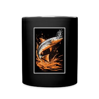 Angeln Hecht Raubfisch Fischen Anglerin Angler - Tasse einfarbig - Schwarz - Vorne