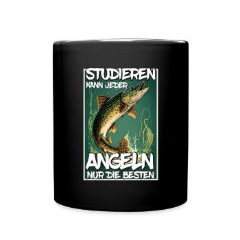 Angeln Hecht Raubfisch Fischen Anglerin Studium - Tasse einfarbig - Schwarz - Vorne