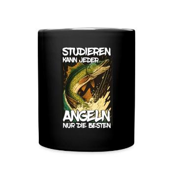 Angeln Hecht Raubfisch Fischen Anglerin Studium - Tasse einfarbig - Schwarz - Vorne