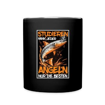 Angeln Hecht Raubfisch Fischen Anglerin Studium - Tasse einfarbig - Schwarz - Vorne