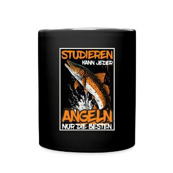 Angeln Hecht Raubfisch Fischen Anglerin Studium - Tasse einfarbig - Schwarz - Vorne