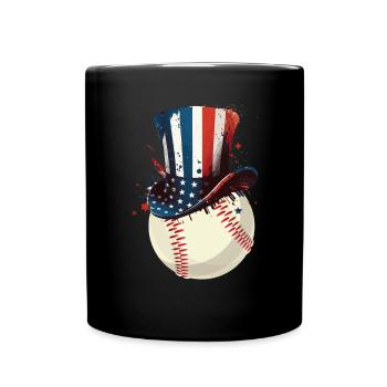 Patriotic America USA Flagge 4. Juli Baseball - Tasse einfarbig - Schwarz - Vorne