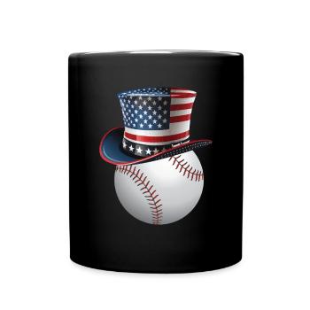 Patriotic America USA Flagge 4. Juli Baseball - Tasse einfarbig - Schwarz - Vorne