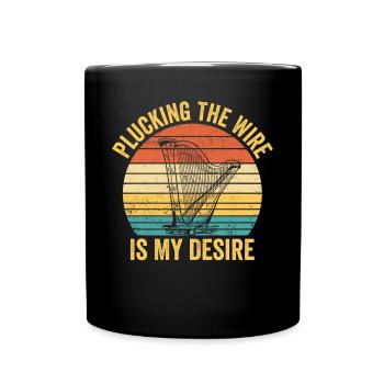 Harfenspieler Harfenist Retro - Tasse einfarbig - Schwarz - Vorne