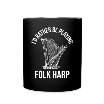 Harfenspieler Harfenist - Tasse einfarbig - Schwarz - Vorne