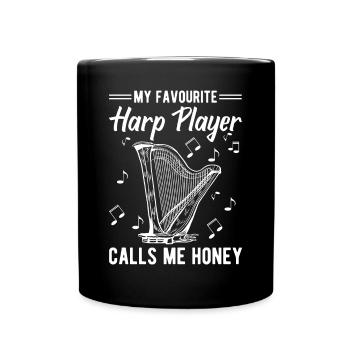 Harfenspieler Harfenist - Tasse einfarbig - Schwarz - Vorne