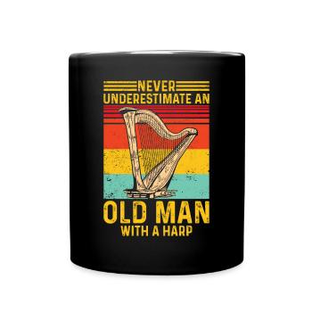 Harfenspieler Harfenist Retro - Tasse einfarbig - Schwarz - Vorne