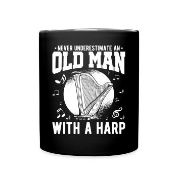 Harfenspieler Harfenist - Tasse einfarbig - Schwarz - Vorne