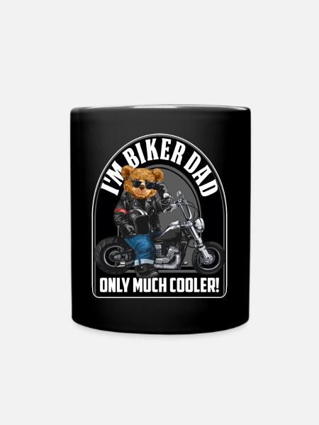 Me Biker Dad Much Cooler Father's Day - Full Colour Mug - black