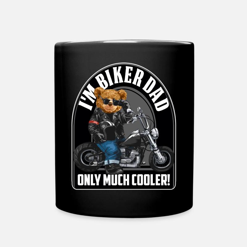 Me Biker Dad Much Cooler Father's Day - Full Colour Mug - black