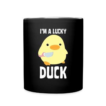 I’m A Lucky Duck - Canard au couteau Ente mit Messer - Mug uni - noir - Devant