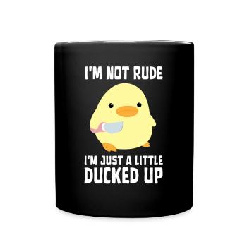 Ducked Up - Canard au couteau Ente mit Messer - Mug uni - noir - Devant