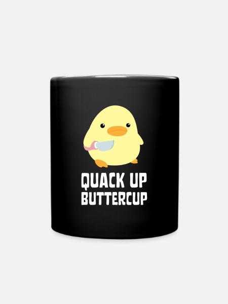 Quack Up Buttercup Duck with knife Ente mit Messer - Tasse einfarbig - Schwarz