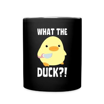 What The Duck? Duck with knife - Ente mit Messer - Tasse einfarbig - Schwarz - Vorne