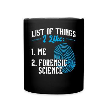 Je m’aime et la criminalistique Scientifique médico-légal - Mug uni - noir - Devant