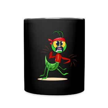 Praying Mantis Wearing Tang Outfit Doing Tai Chi 2 - Full Colour Mug - black - Front