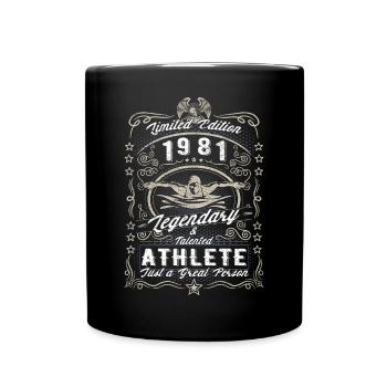 Vintage 1981 Swimmer Birthday Gift Hobby - Mug uni - noir - Devant