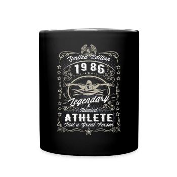 Vintage 1986 Swimmer Birthday Gift Hobby - Full Colour Mug - black - Front