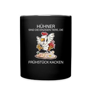 Landwirt Landwirte Huhn Hühner Spruch - Tasse einfarbig - Schwarz - Vorne