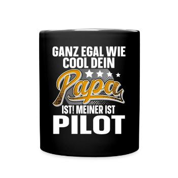 Pilot Papa Vater Vatertag Cooler Papa - Tasse einfarbig - Schwarz - Vorne