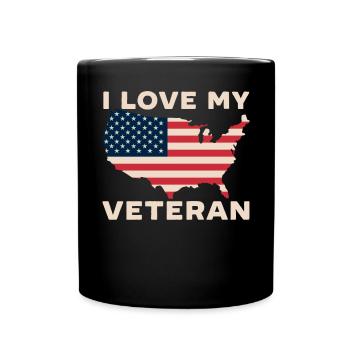 Ich liebe meinen Veteran USA Flagge American Memorial Day - Tasse einfarbig - Schwarz - Vorne