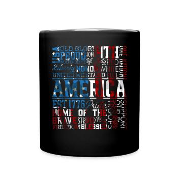 Patriotic Veteran USA Flag American Memorial Day - Full Colour Mug - black - Front