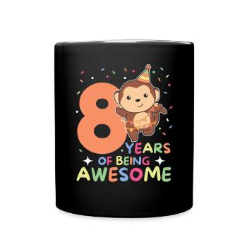 Monkey for 8th birthday children eight years old - Full Colour Mug - black - Front