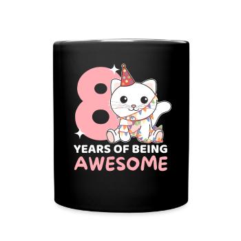 8th birthday cat Children eight years old - Full Colour Mug - black - Front