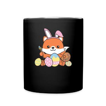 joyeuse Pâques doux renard Pâques avec œufs de Pâques - Mug uni - noir - Devant