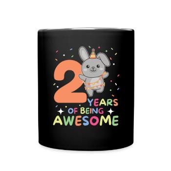 Rabbit for 2nd birthday Children two years old - Full Colour Mug - black - Front