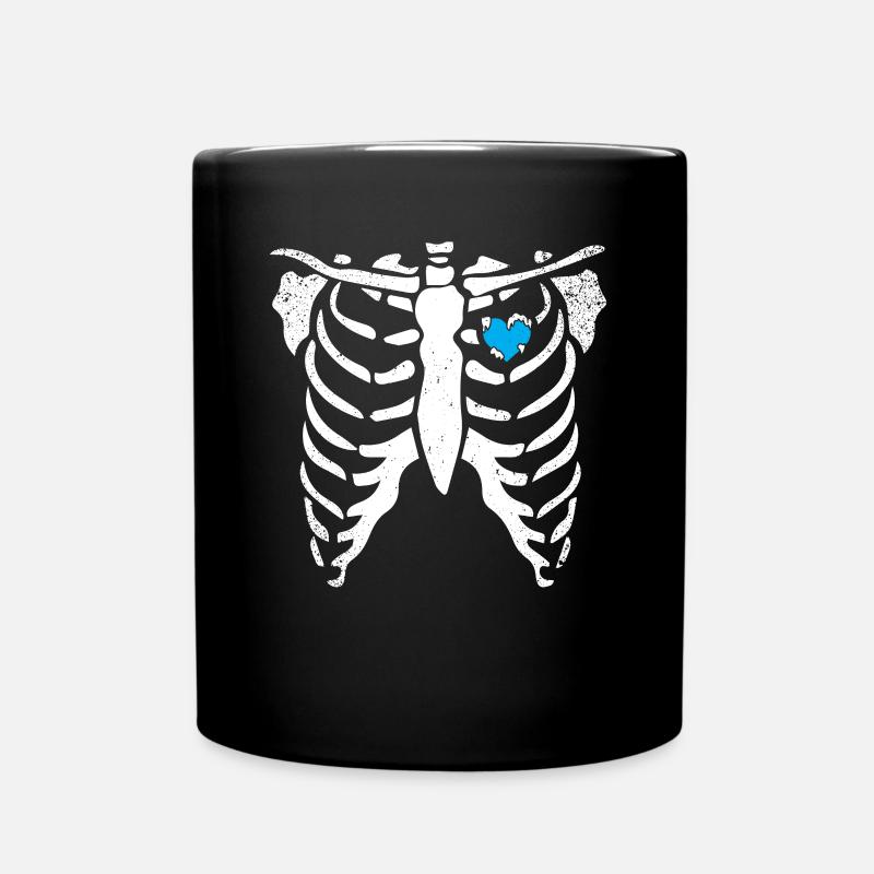 Skeleton Ice Heart Rib Cage X-Ray Funny Halloween - Tasse einfarbig - Schwarz