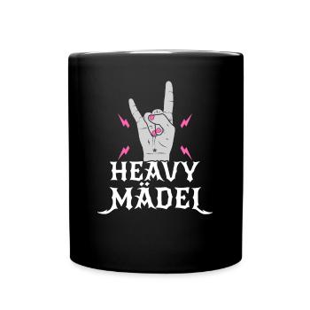 HEAVY MÄDEL Lustig Heavy Metal Rock - Tasse einfarbig - Schwarz - Vorne